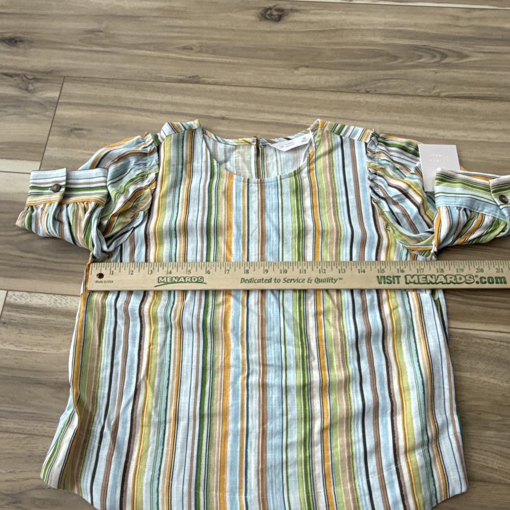 Lauren Conrad pastel rainbow stripe Faux wrap tie midi skirt And Shirt NWT - Picture 9 of 10
